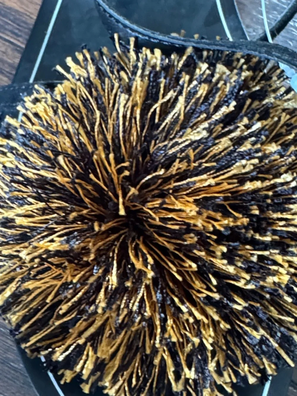 Zara Black Sandals with Metallic Gold Pom Detail - Picture 6 of 11